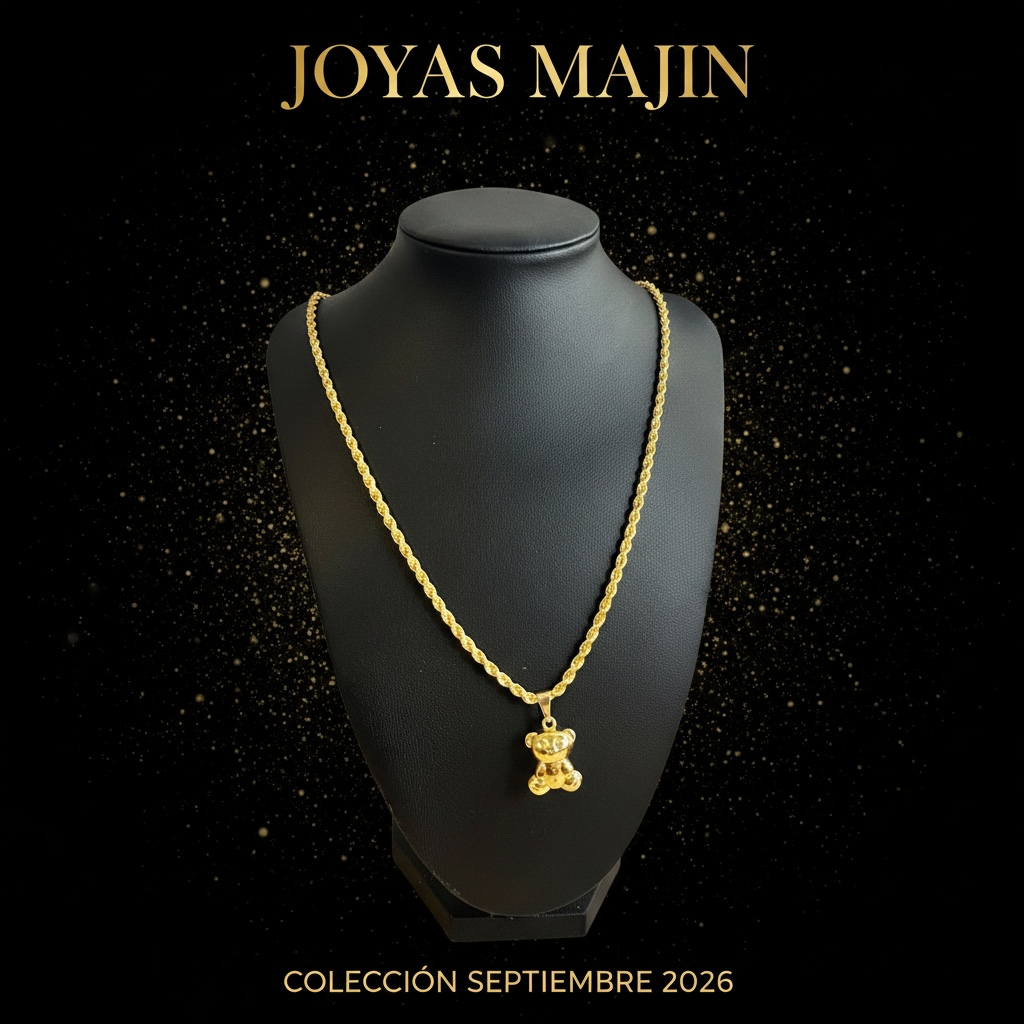 Collar Cadena Turbillon con Dije Osito Bañado en Oro