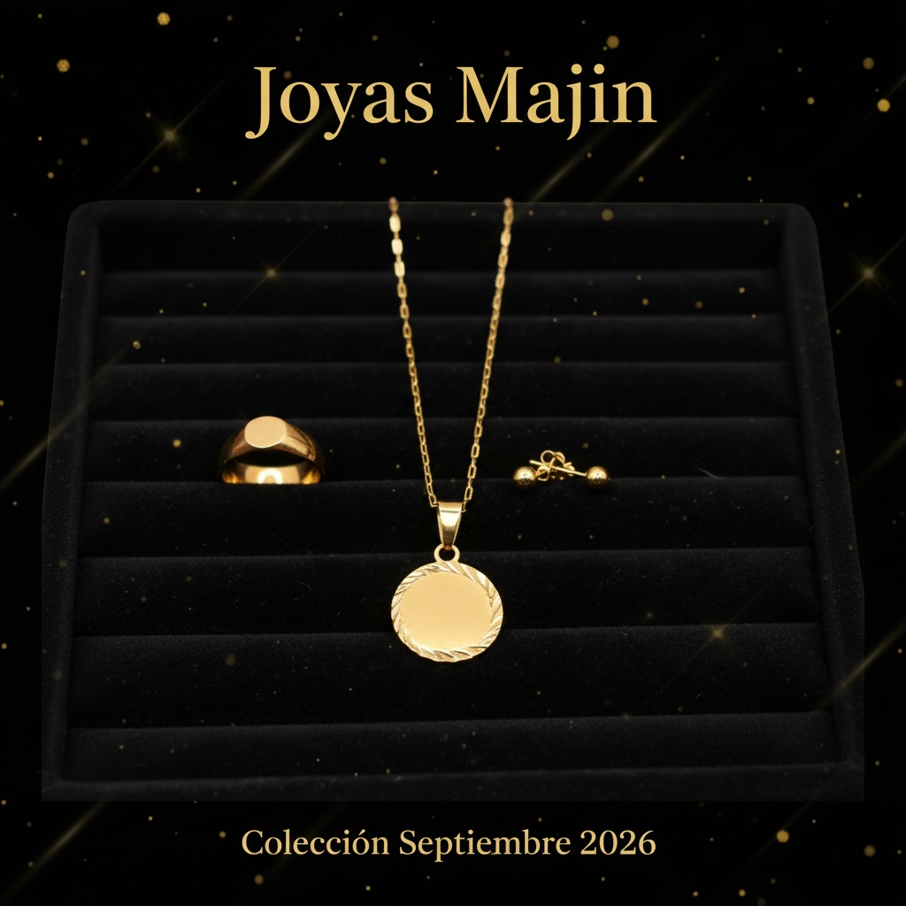 Combi Anillo, Collar Medalla y Aros Bañados en Oro