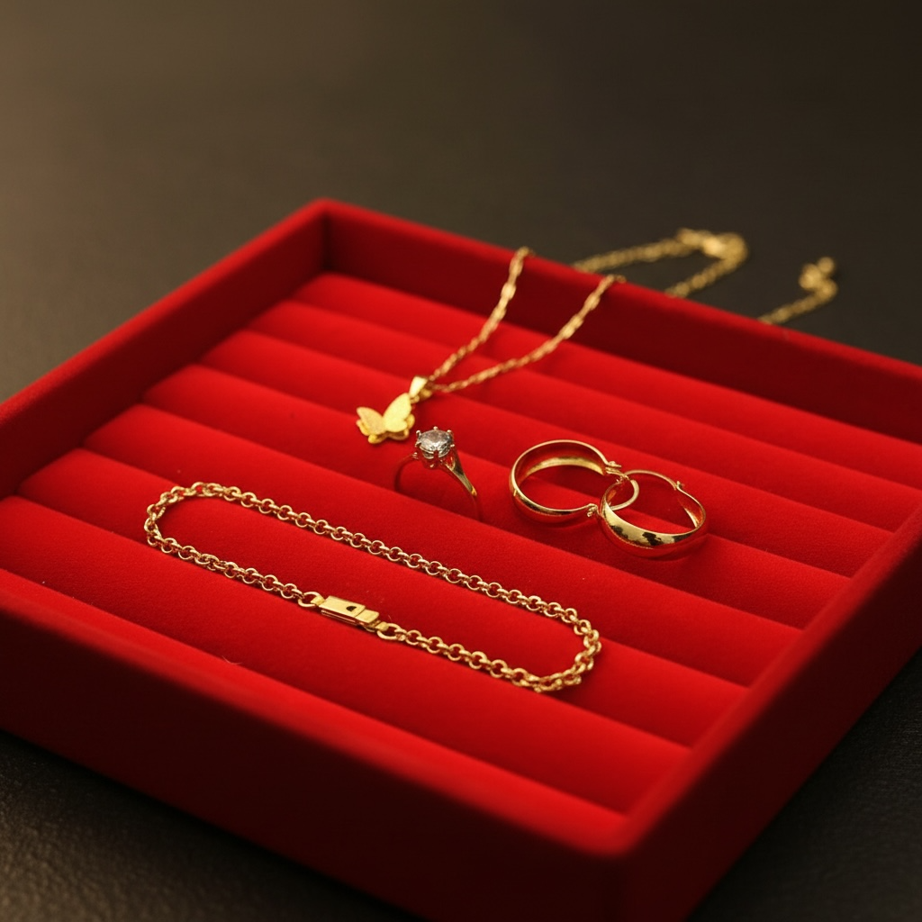 Mini Lote Ganador: Collar, Dijes y Argollas Bañado en Oro