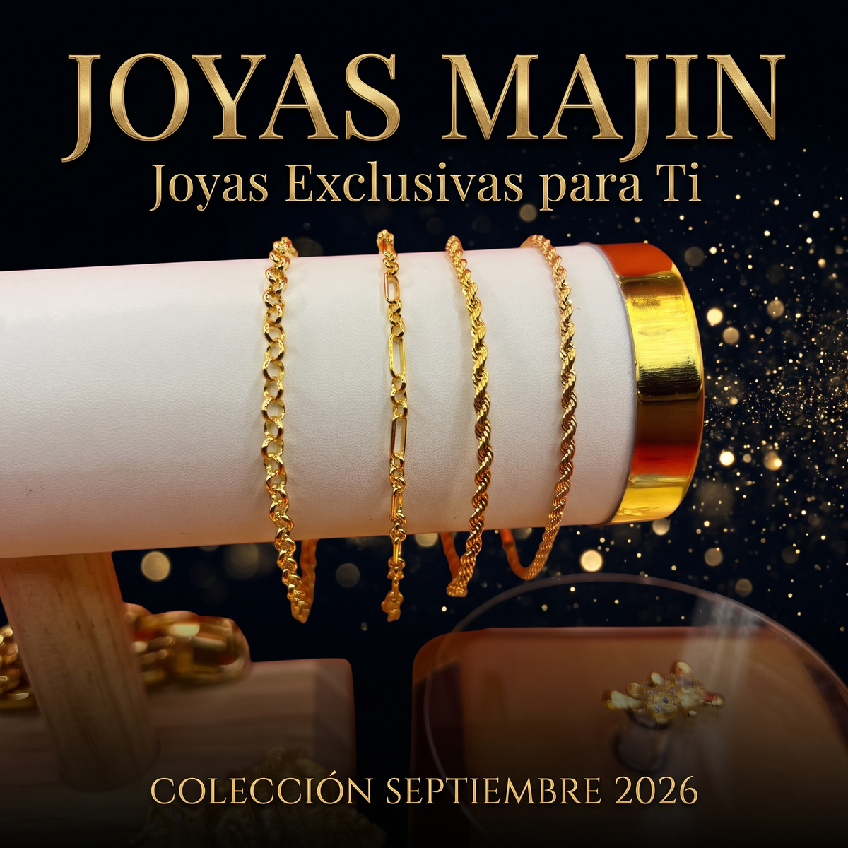 Set 4 Pulseras Variadas Bañadas en Oro