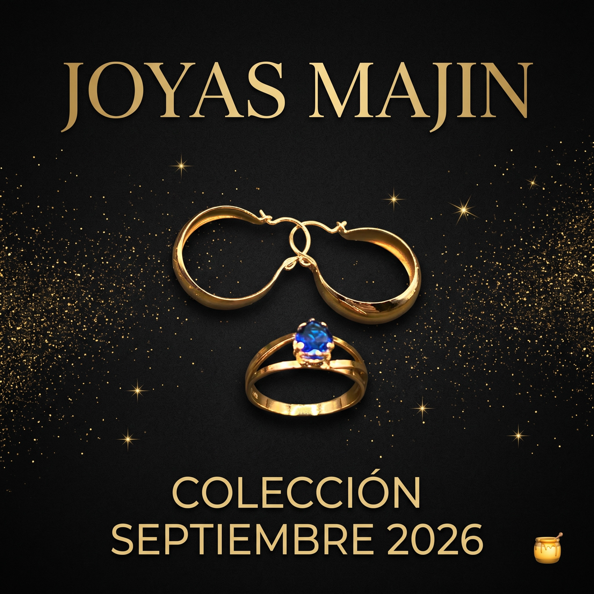 Combi Argollas y Anillo Piedra Azul Bañados en Oro